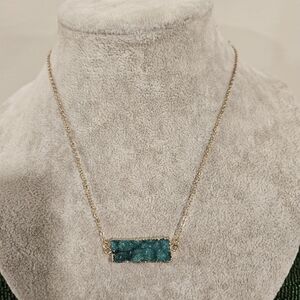 Elegant Gold and Teal Stone Necklace